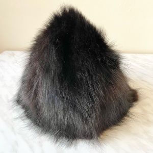 Mad Hatter Vintage Modern Fur Company black fur bonnet hat